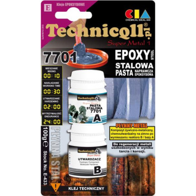 Technicqll E-433 Клей епоксидний cтальний холодна зварка 100g паста 