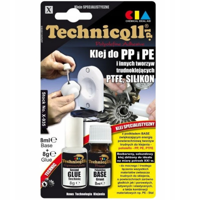 Technicqll X-935 Клей ціаноакриловий пластиковий PP/PE/PTFE 8g+8ml флакон Technicqll X-935 Клей ціаноакриловий пластиковий PP/PE/PTFE 8g+8ml флакон