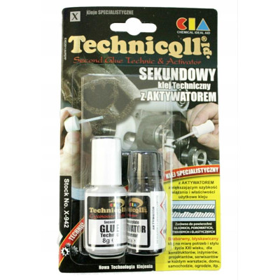 Technicqll X-942 Клей секундний технічний ціаноакриловий активатор 8g+8ml флакон 
